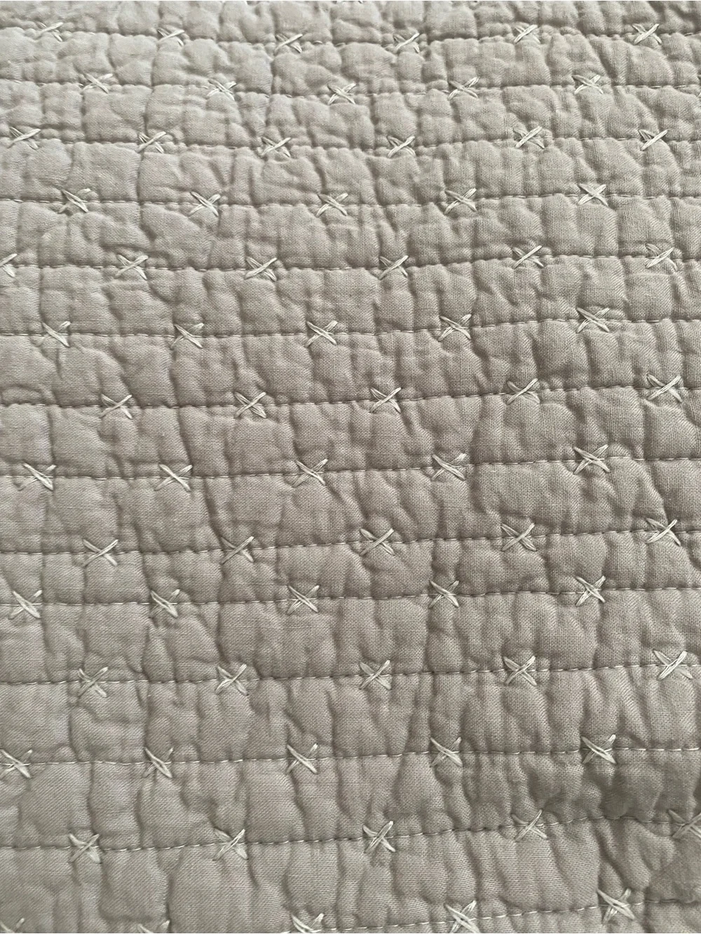 Cross Stitch Light Grey Throw - One Quilted Throw - Levtex Home